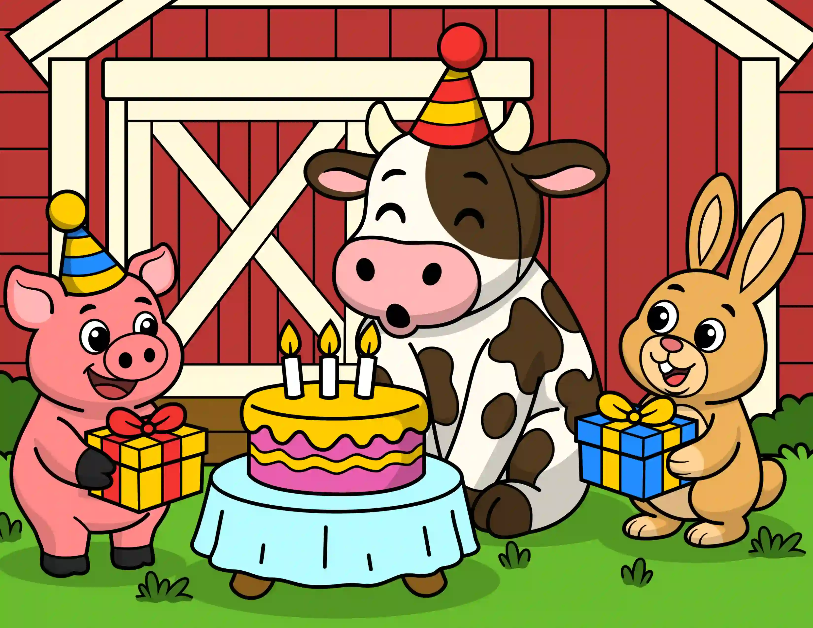 Farm Animal Birthday Party Coloring Page