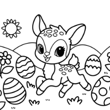 Fawn In An Easter Egg Field Coloring Page