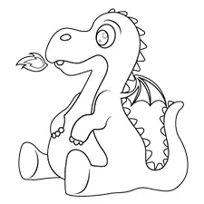 Fire-Breathing Baby Dragon Coloring Page Black & White