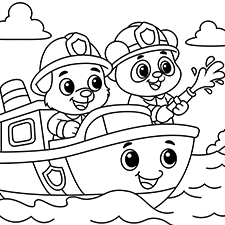 Fireman Boat Coloring Page