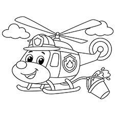 Fireman Helicopter Coloring Page
