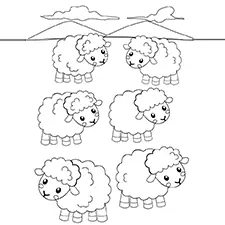 Flock Of Sheep Coloring Page B&W