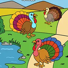 Flock Of Turkeys Coloring Page
