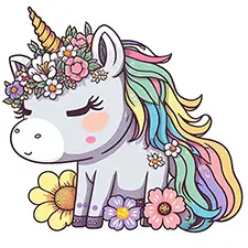 Flower Princess Unicorn Coloring Page Color