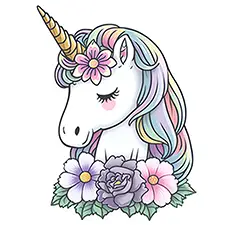 Flower Unicorn Coloring Page