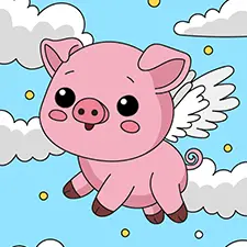 Flying Pig With Wings Coloring Page