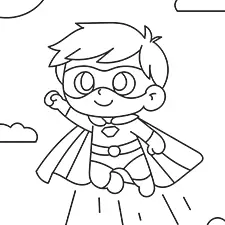 Flying Superhero Coloring Page