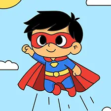 Flying Superhero Coloring Page