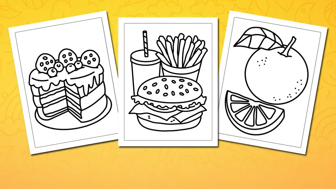 Food coloring pages - Tasty printables about snack, veggies and desserts