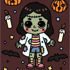 Frankenstein Girl Coloring Page