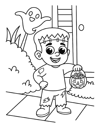 Frankenstein Treat Coloring Page