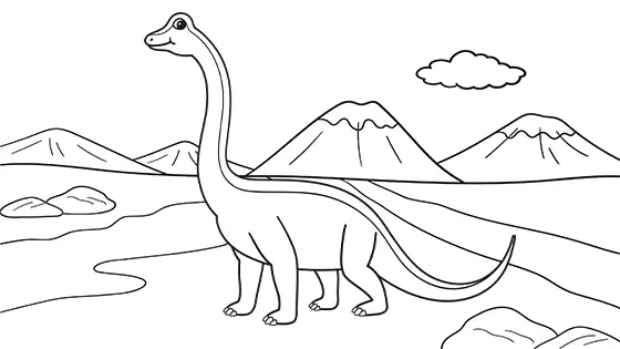 Free Diplodocus Coloring Pages PDF Printables Black & White