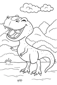 Free Downloadable Happy T-Rex Coloring Page Black & White