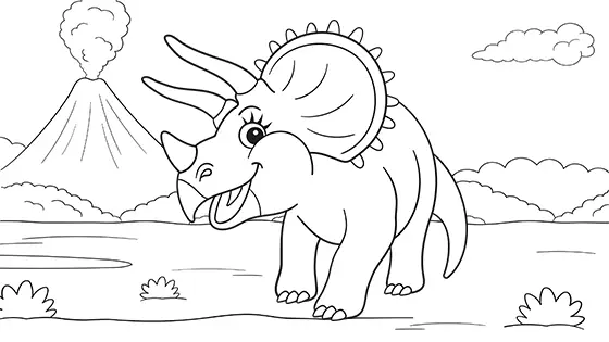 Free Downloadable Triceratops Coloring Sheet PDF Black & White