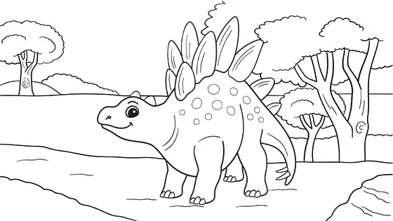 Free Stegosaurus PDF Coloring Sheet Black & White