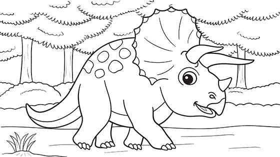 Free Triceratops Coloring Page PDF Download Black & White