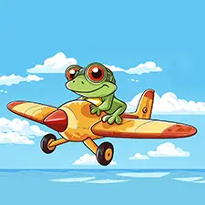 Frog Airplane Pilot Coloring Page