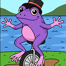 Frog Riding A Unicycle Coloring Page