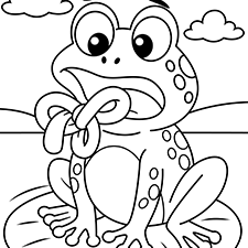 Frog With A Tied Tongue Coloring Page Black & White