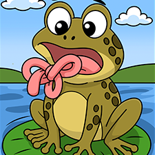 Frog With A Tied Tongue Coloring Page