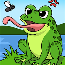Frog Trying To Catch A Fly Coloring Page