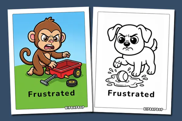 Frustrated colouring pages - Free coloring sheets helping kids name their emotions