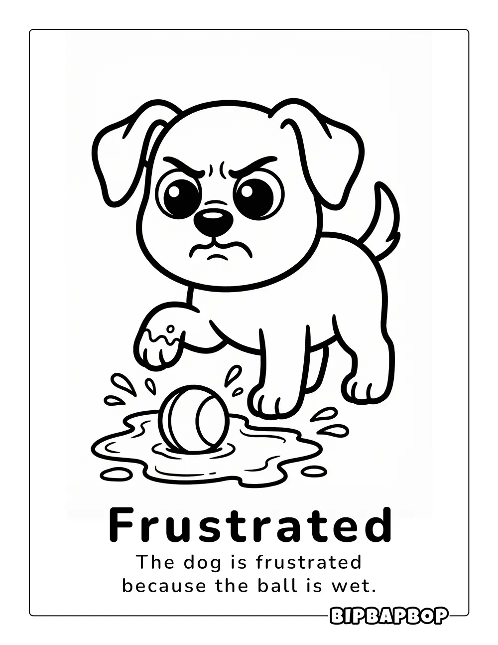 The dog is frustrated because the ball is wet