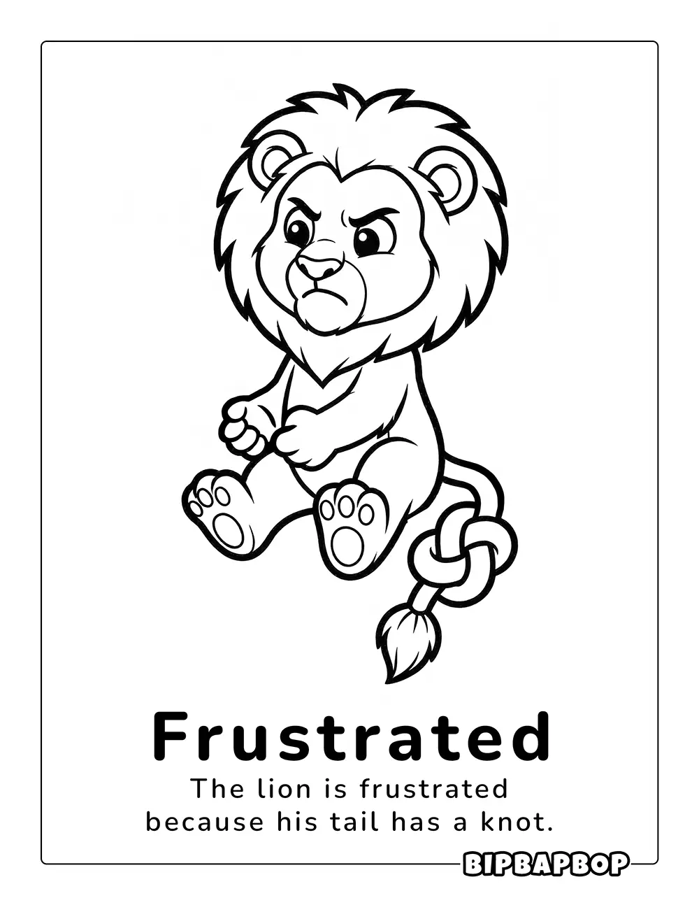 A frustrated lion with a knot in his tail