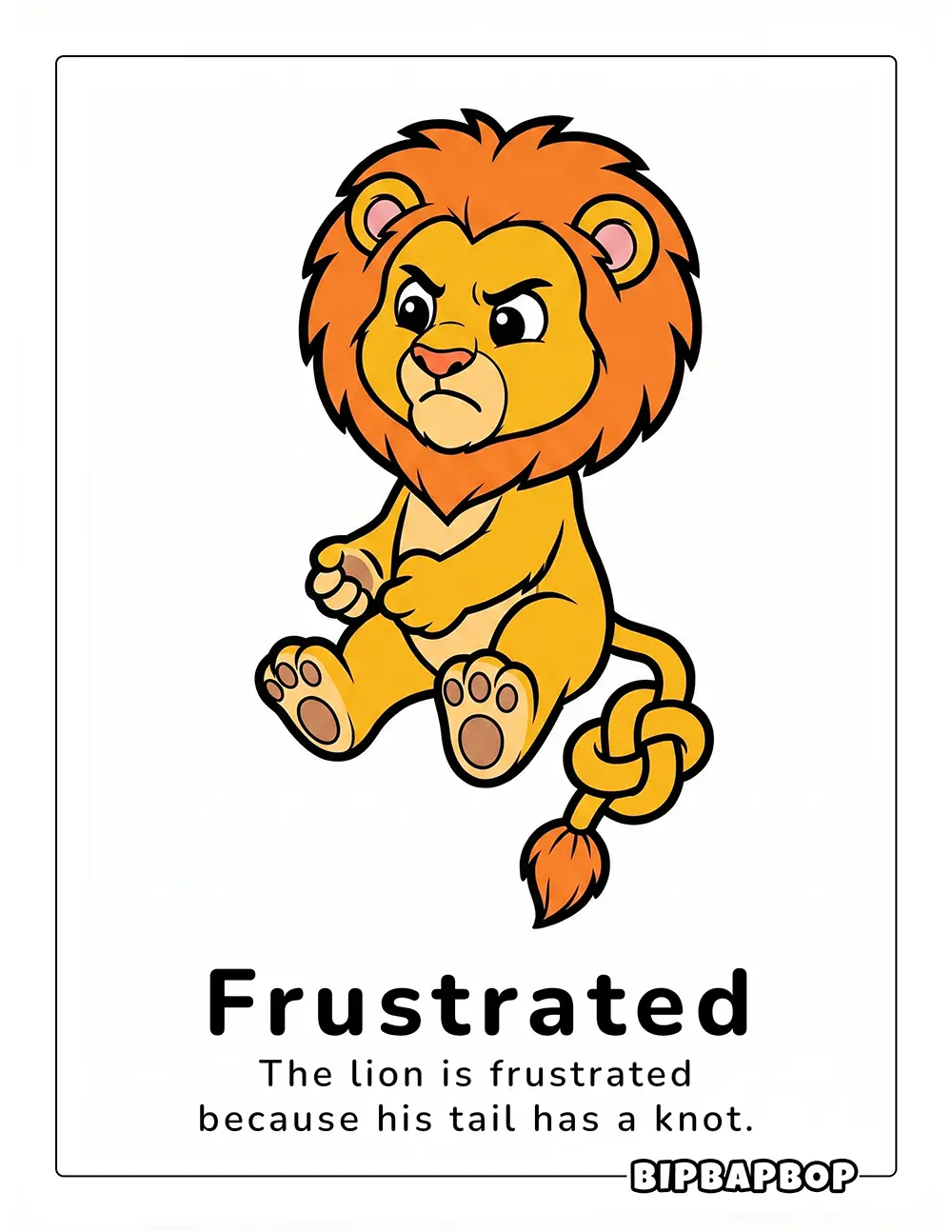The lion is frustrated because his tail has a knot