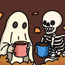 Ghostly Coffee Time Coloring Page