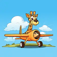Giraffe Airplane Pilot Coloring Page