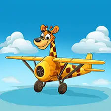 Giraffe Flying Airplane Coloring Page
