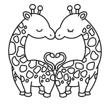 Giraffe Lovers Coloring Page