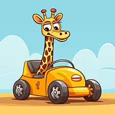 Giraffe Racing Car Coloring Page