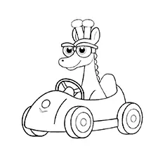 Giraffe Racing Car Driver Coloring Page