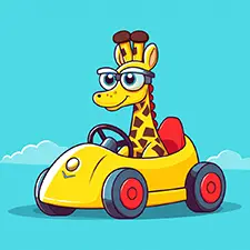 Giraffe Racing Car Driver Coloring Page