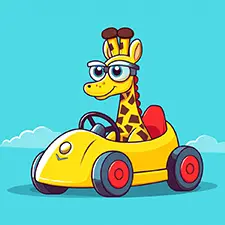 Giraffe Racing Car Driver Coloring Page Color