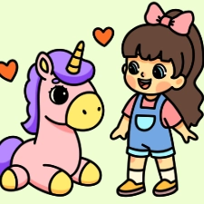 Girl And Unicorn Coloring Page