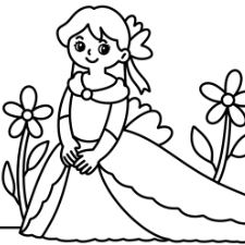 Girl With Long Gown Coloring Page