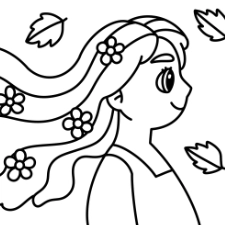 Girl With Long Hair Coloring Page