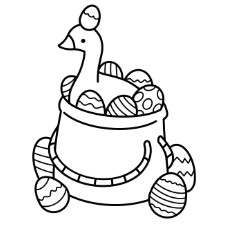 Goose in Easter Basket Coloring Page