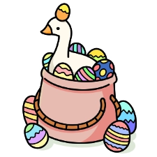 Goose in Easter Basket Coloring Page