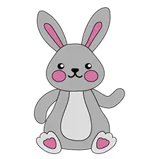 Gray Sitting Bunny Coloring Page