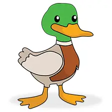 Green Brown Duck Coloring Page