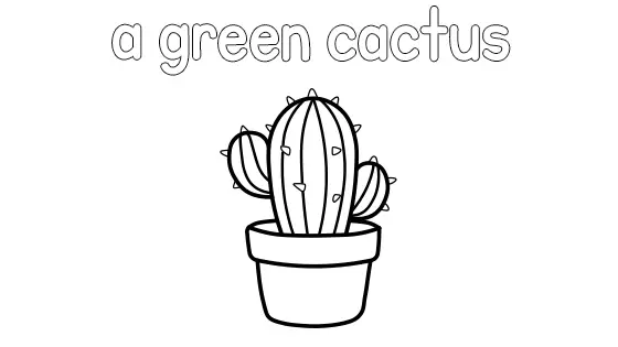 A Green Cactus Coloring Page