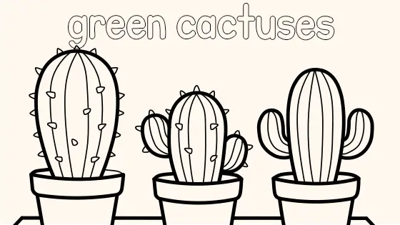 Green Cactuses Coloring Page
