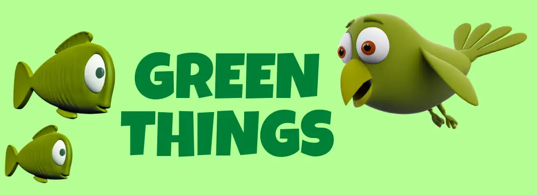 Green Things - A green bird and green fish