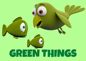 Green Things - A green bird and green fish