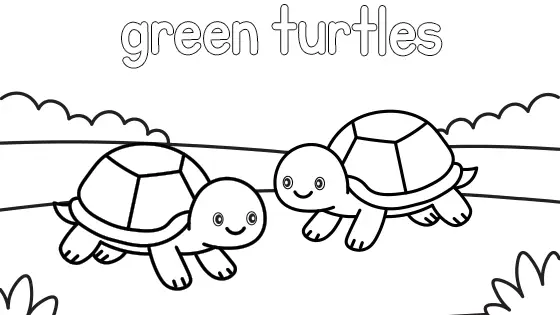 Green Turtles Coloring Page