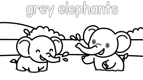 Grey Elephants Coloring Page